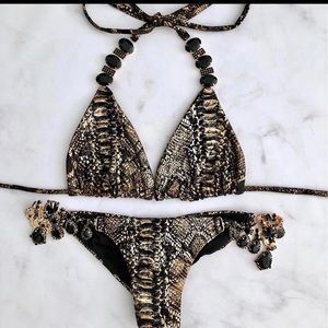 Bikini Crush Swim black gold snake sequin